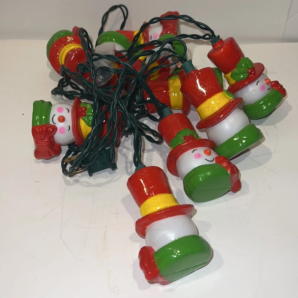 Vintage Snowmen Lights Ten Lights Working